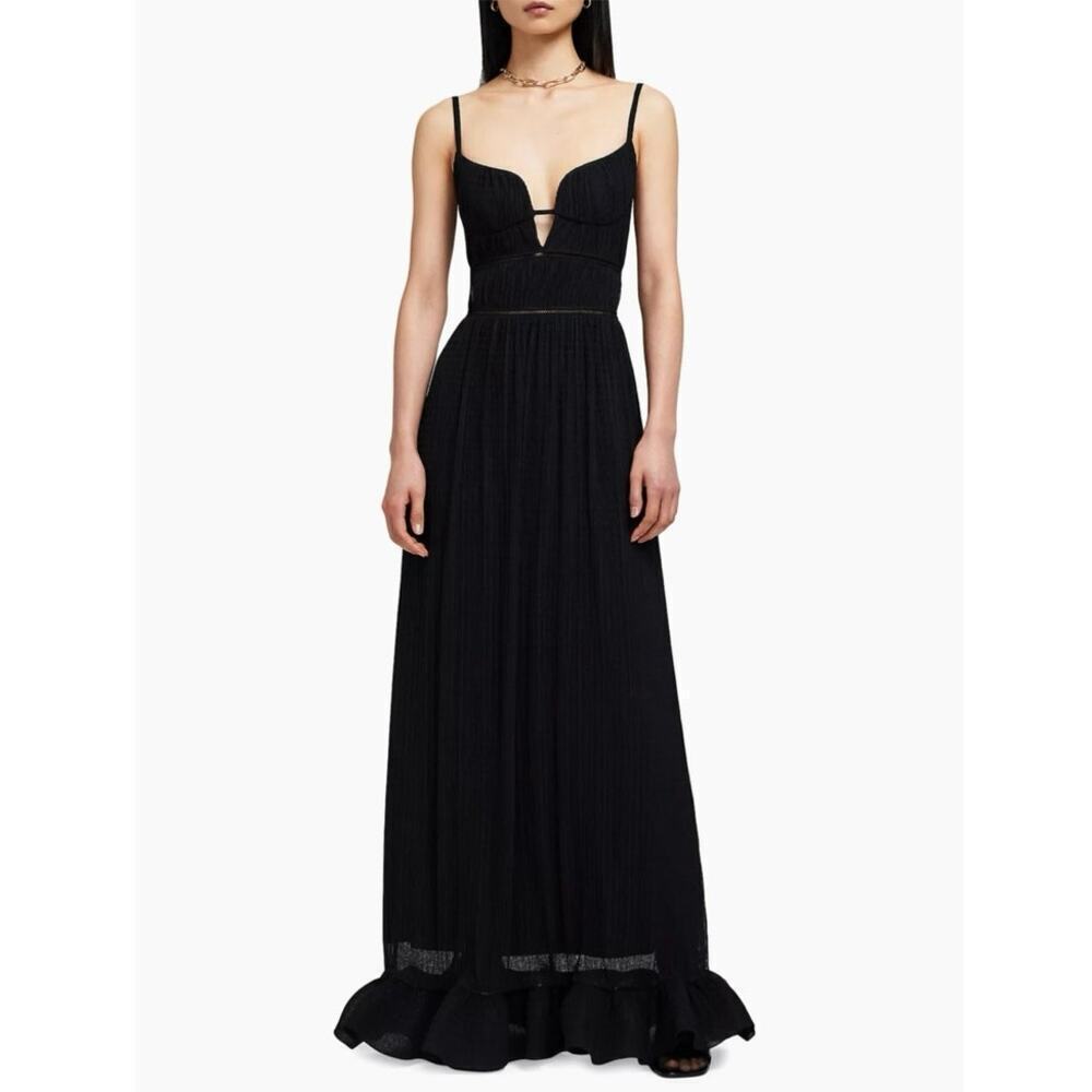 SIMKHAI Maude Crinkled Bustier Gown in Black Formal Wear Sz 6